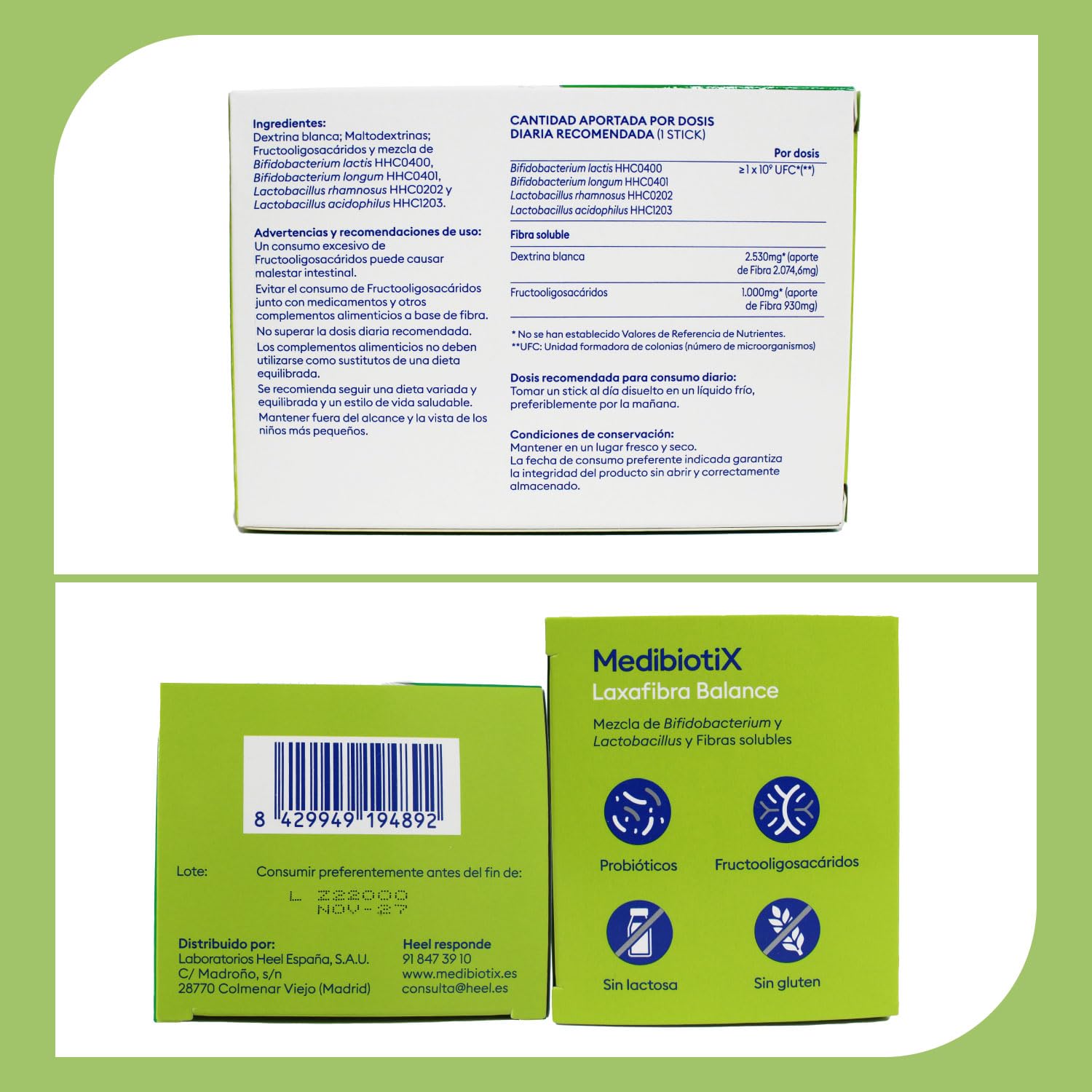 MedibiotiX - Laxafibra Balance, Complemento Alimenticio con Prebióticos, Probióticos y Fibras Naturales, Mejora el Tránsito Intestinal y la Regularidad Intestinal - 30 Sticks (30)