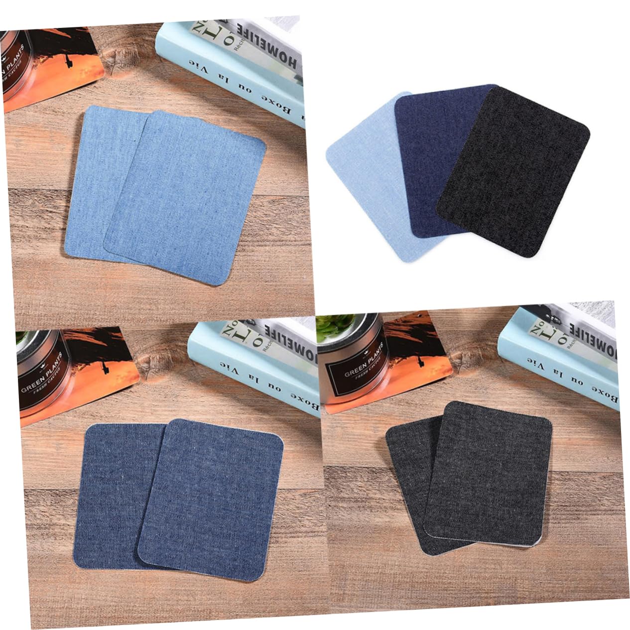 SHINEOFI 36pezzi Patches Adesivi Denim Per Riparazione e Decorazione Nero Blu Scuro Blu Facili Da Applicare Con Ferro Da Stiro Per Jeans Magliette e Zaini