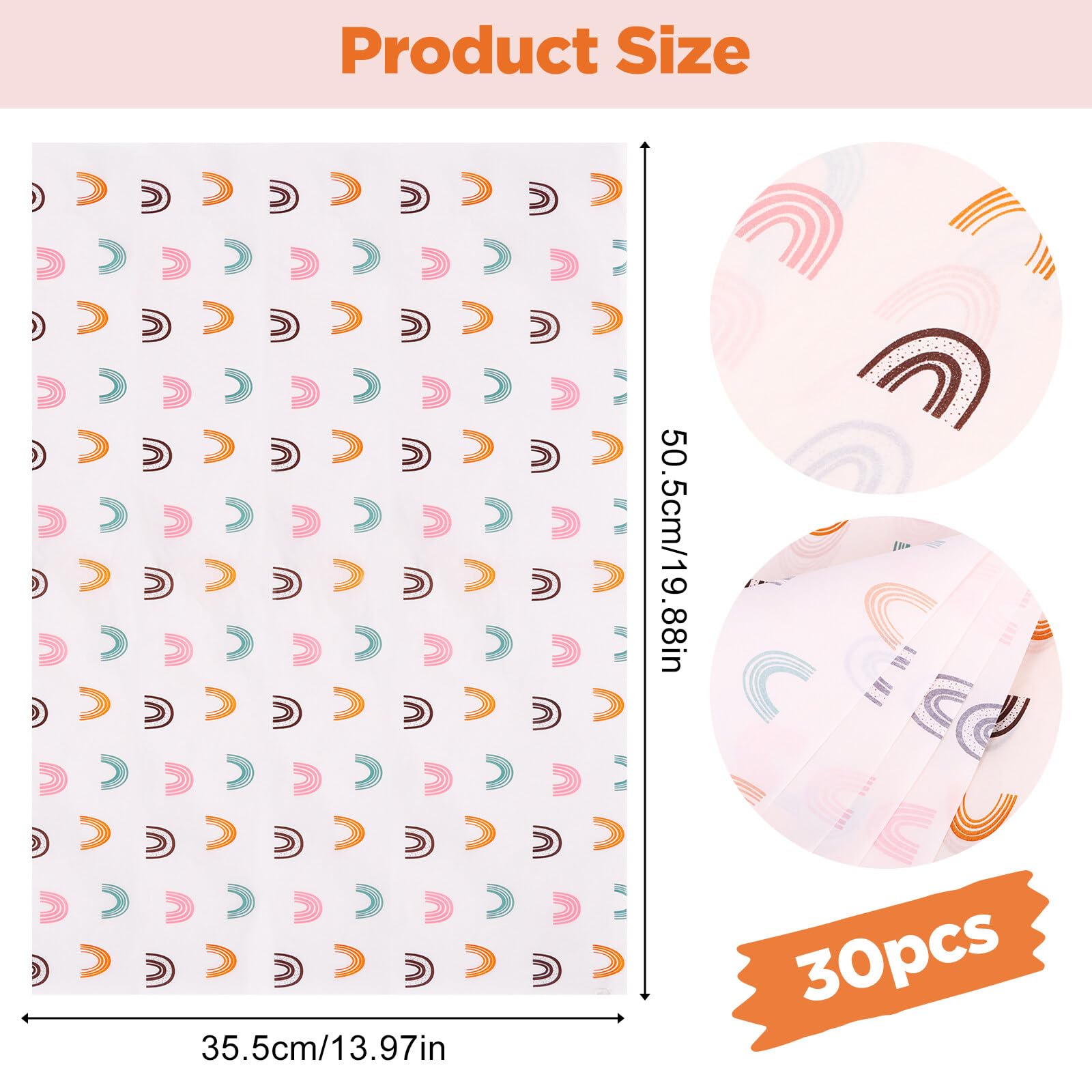 30 Sheets Rainbow Tissu E Paper 20x27 Inch Gift Wrap Paper Cute Rainbow Wrapping Paper,for Gift
