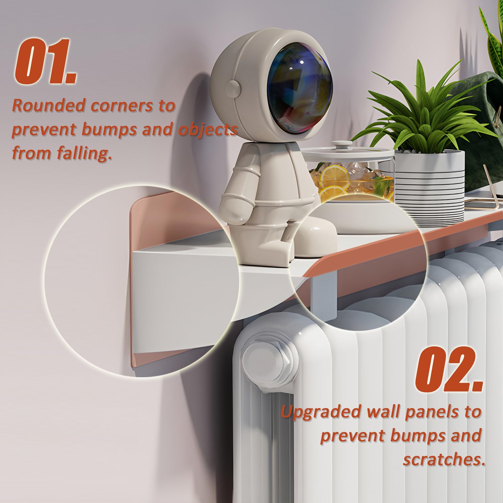 Aluminiowe półki grzejnikowe bez wiercenia, pływające osłony grzejników, nowoczesna, biała, 100 cm, półka do salonów, kuchni, łazienek i biur, stylowa dekoracja domu