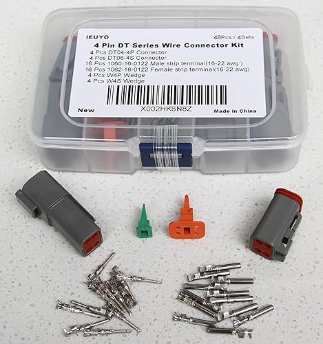 Miniatura 2 de Kit de conector de cable de la serie DT de 4 pines, sellado macho y hembra, impermeable, conector de cable eléctrico 16-22 AWG, gris, 48 piezas, 4