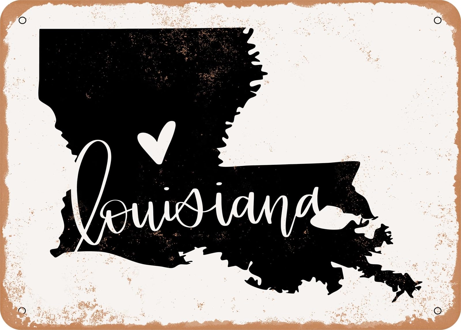 Metal Sign - Louisiana Heart - Vintage Rusty Look Sign home decor