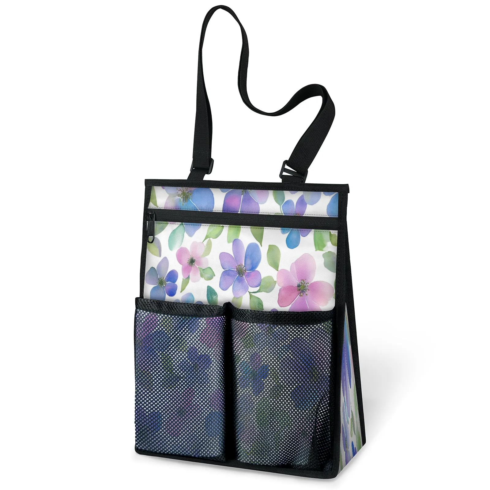 Ourtheme Watercolor Flowers Portable Shower Bag for Travel Gym Camp Beach Tote Shower Caddy Bags Hanging Toiletry Organizer