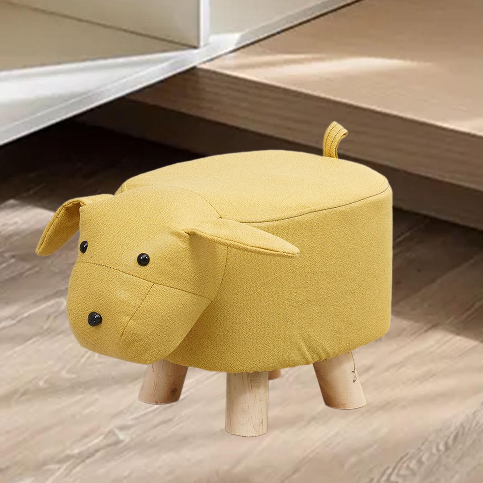 Kinder Fußhocker, Tierisches Design, Bequemer Sitz für Kinderzimmer, Gelber Hund
