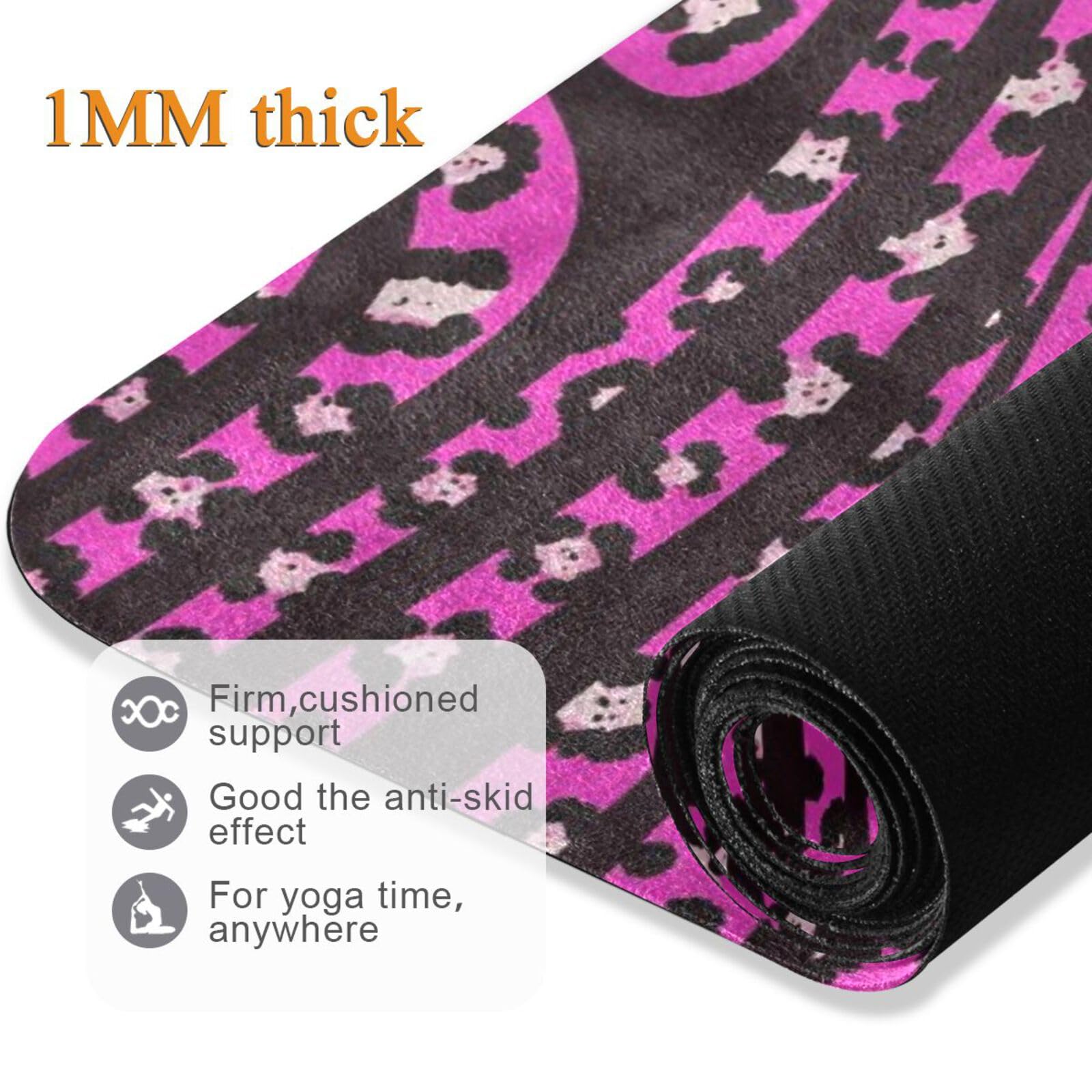 Esterilla de yoga portátil con estampado de cebras estéticas y rosas de leopardo de 1 mm de grosor para el hogar, antideslizante, con bolsa para ejercicio, 180 x 66 cm