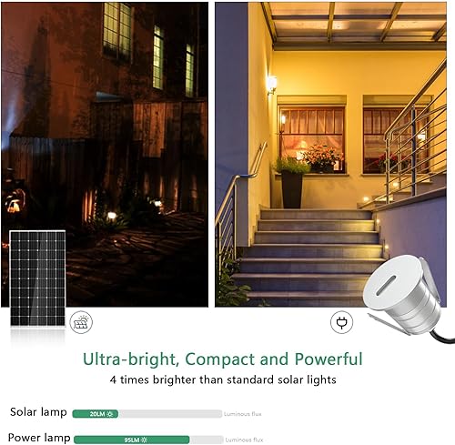 Miniatura 5 de Mini luces LED de bajo voltaje, 3000 K empotradas en el suelo LED luz 1W, IP67 impermeable iluminación de paisaje para cubierta, escalera, patio,