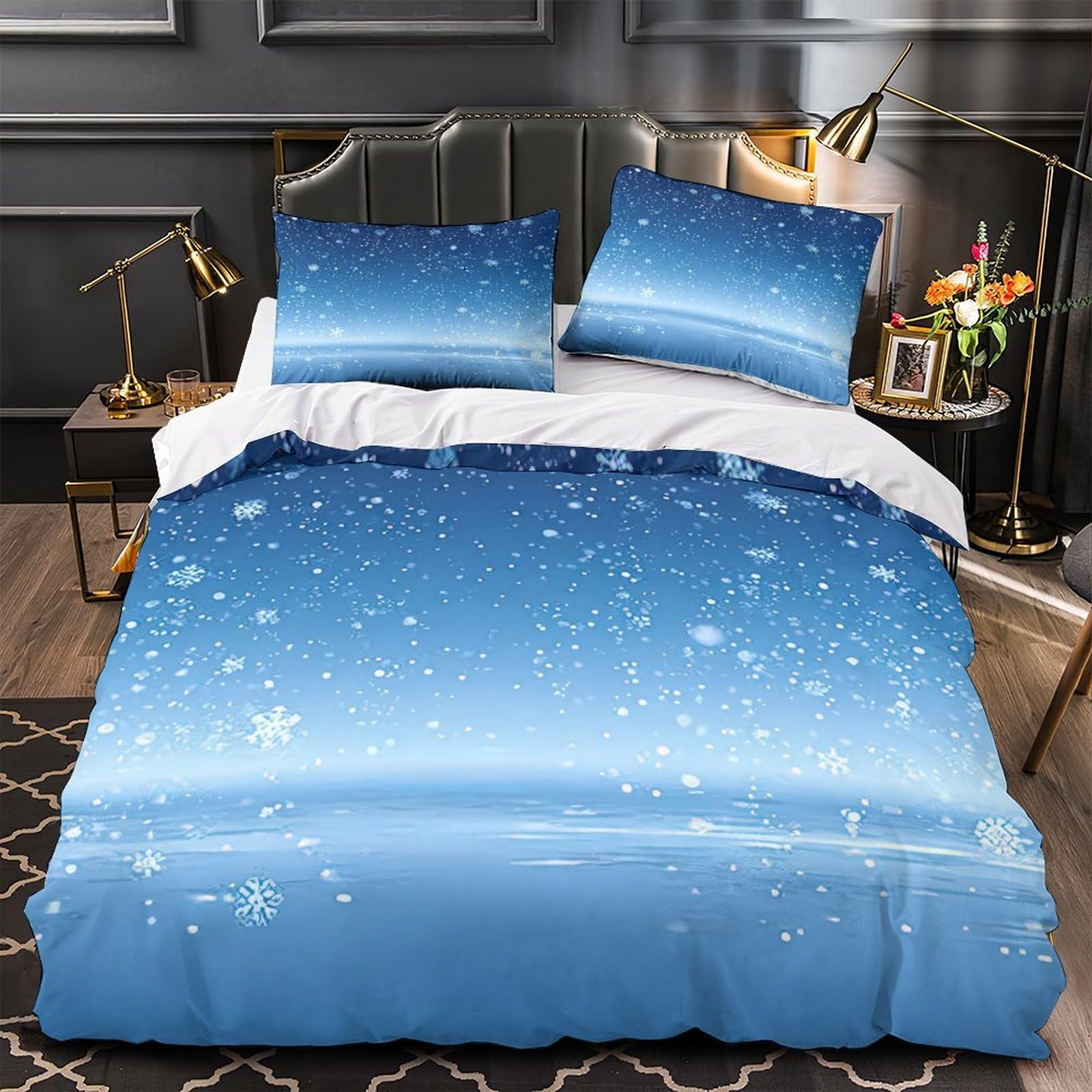 Housse de couette neige 3D pour transformer votre chambre adulte en un cocon de chalet