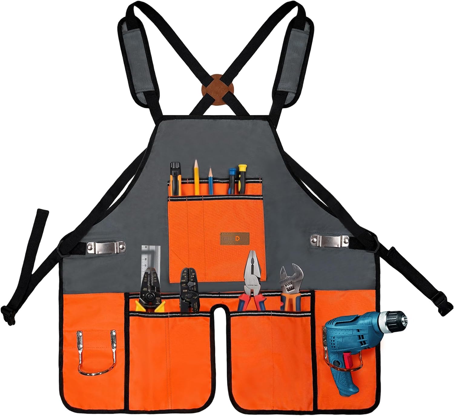 2-in-1 Chainsaw Protective Chaps and Apron Combo, Heavy Duty 900D Oxford Woodworking Tool Apron with 10 Pockets, Adjustable Safety Logger Chaps for Carpenter, Arborist, Gardening