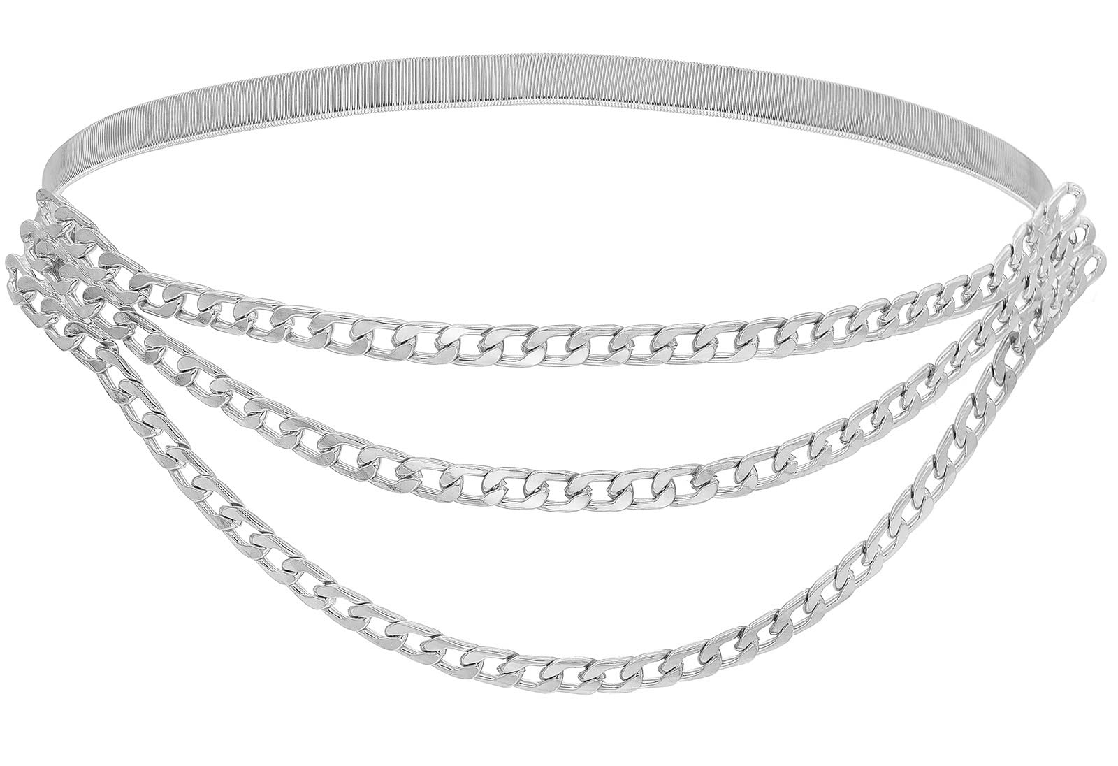 WovanooSkinny Stretch Belt Multilayer Metal Elastic Waist Belts Thin Waistband for Women Dress