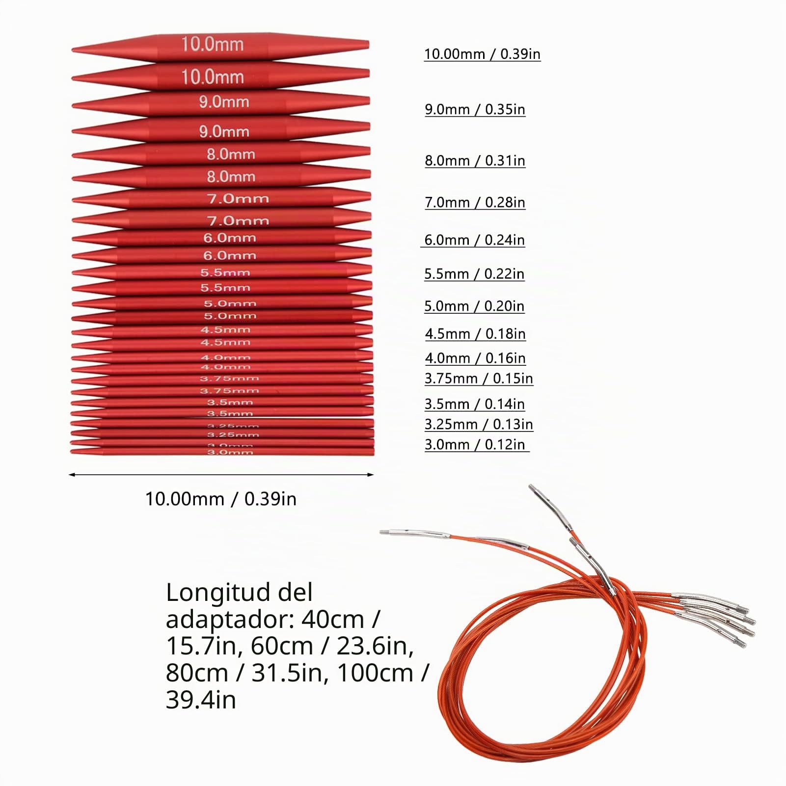 Agujas de Tejer Circulares Varios Tamaños Disponibles Agujas de Tejer Intercambiables Color Brillante para Suéteres para Sombreros para Calcetines