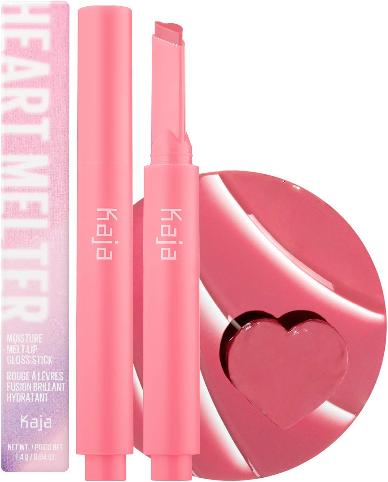 Kaja Lip Gloss - Heart Melter | High-shine, Glossy Finish, Playful Bubblegum Pink, Moisturize, 02 Sweet Talk, 0.04 Oz