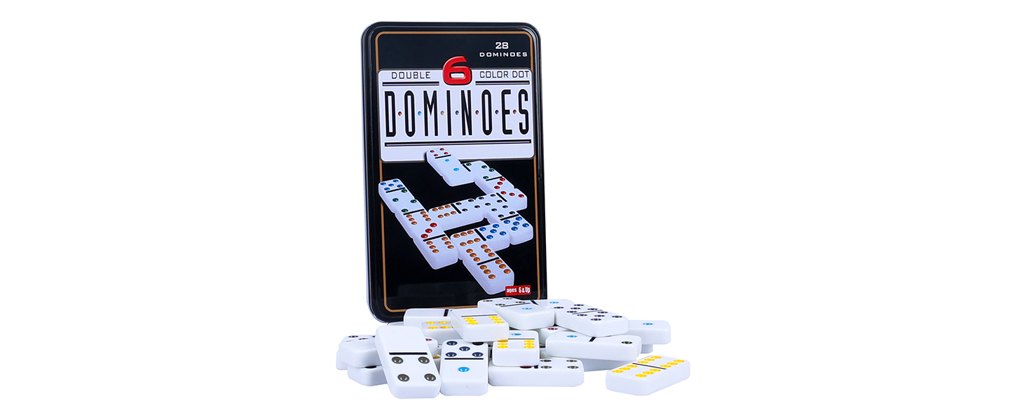Amazon.com: GOTHINK Double 6 Dominos Set for Adults with Tin Box