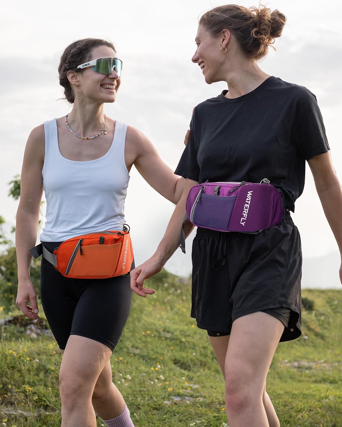 WATERFLY Fanny Pack Waist Bag: Hiking Water Bottle Holder with Strap Waist Pack for Women Men Hydration Hip Packs for Running Walking Traveling-Orange - Image 2