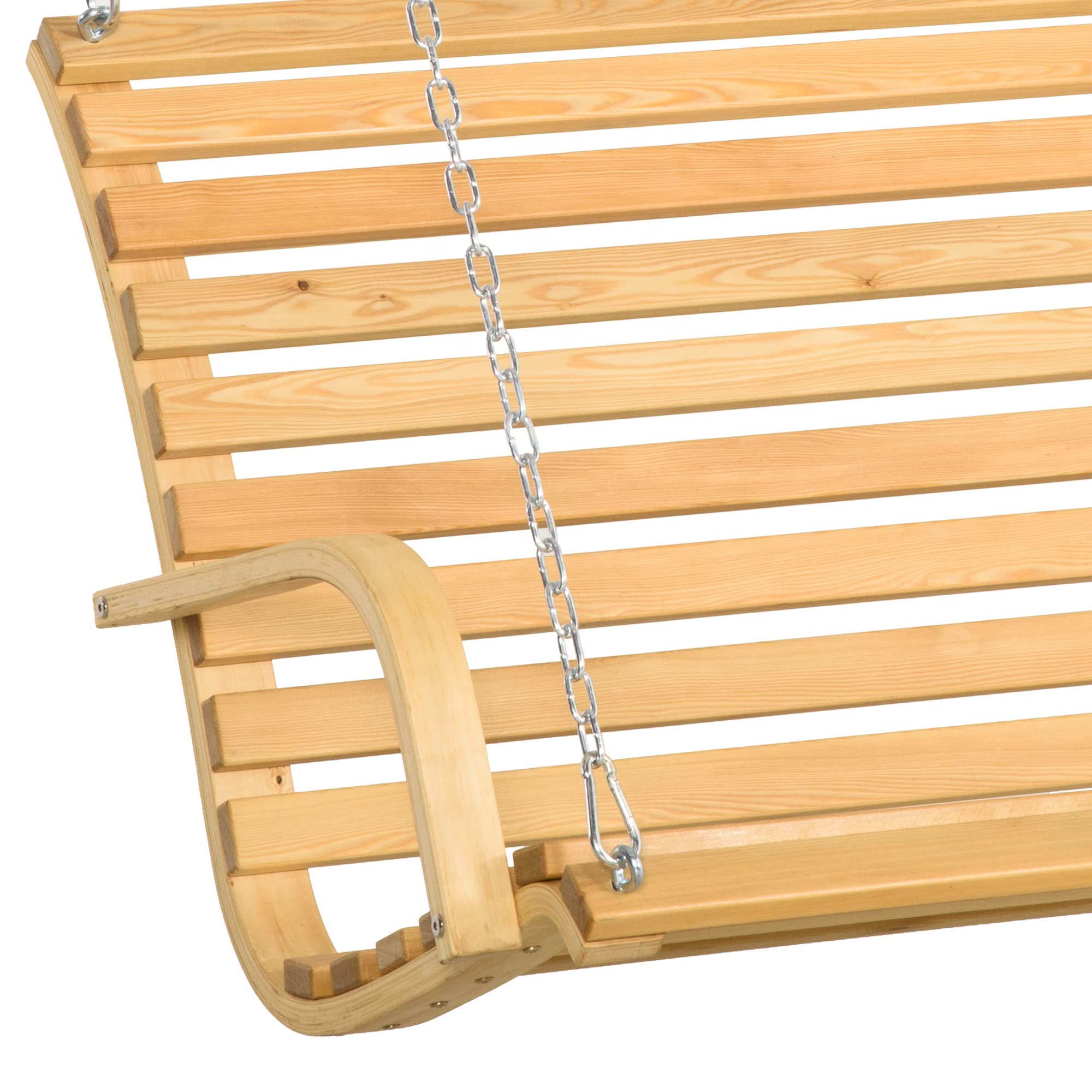Outsunny Banco Columpio de Madera de 2 Plazas Banco Balancín Colgante Carga 250 kg para Jardín Terraza Balcón Patio 141,5x51x78 cm Natural