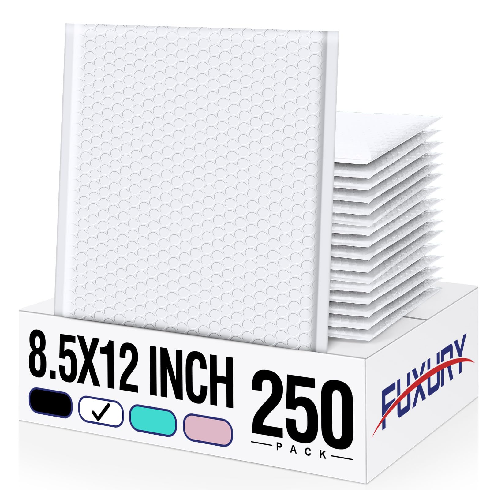Fuxury White Bubble Mailers 8.5x12 Bubble Envelopes 250 Pack Self Seal