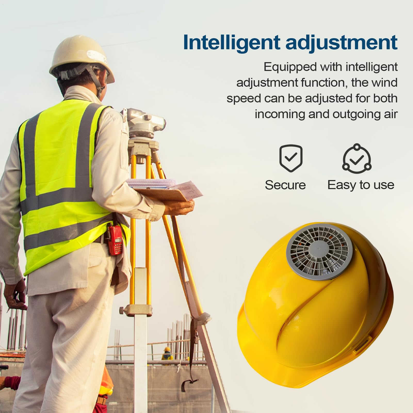 Chapeau de ventilateur – Équipement de protection de la tête respirant, appareil personnel cool | Appareils personnels cool | Casquettes réglables d'extérieur pour travaux de construction en plein air