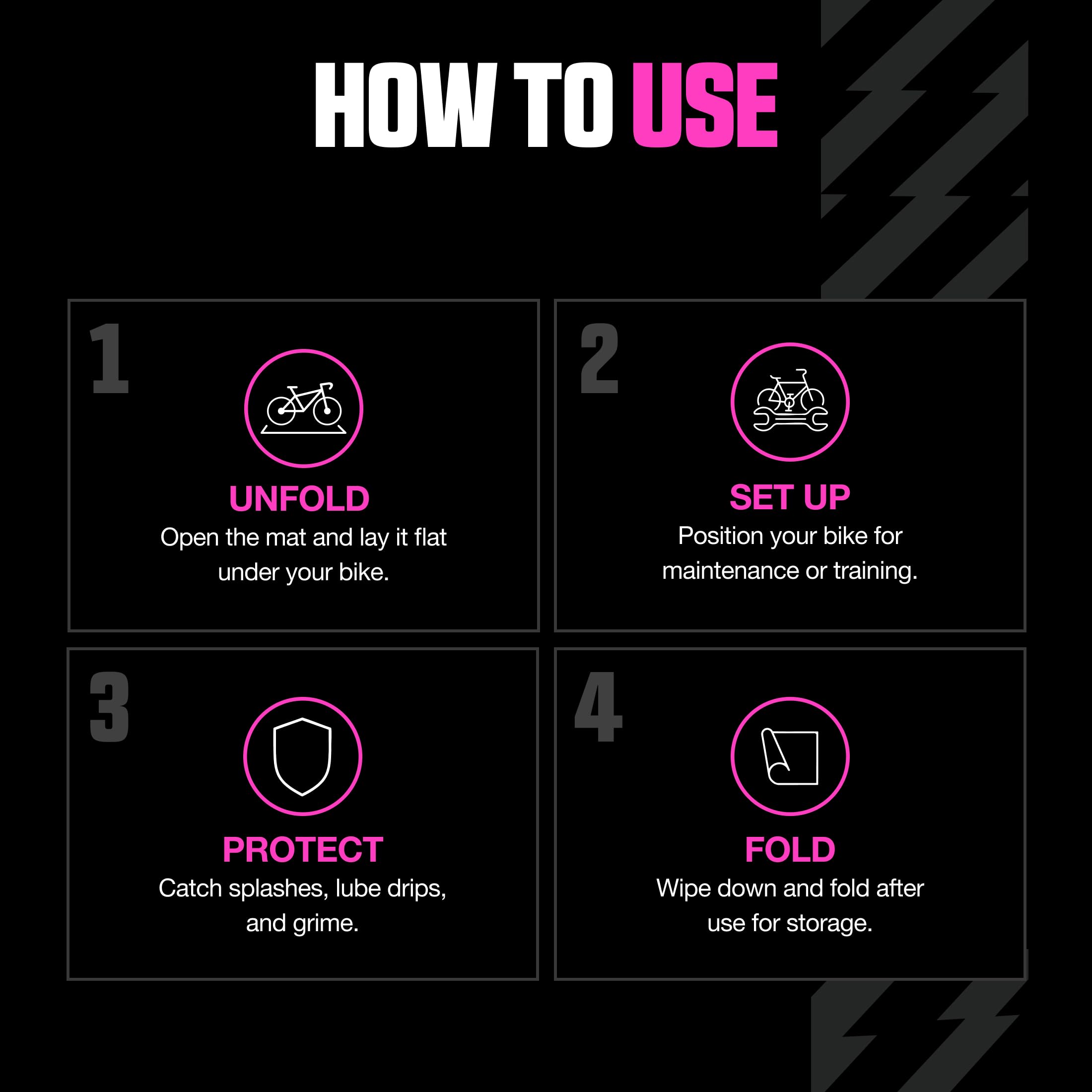 Muc-Off Bike Mat – Składana Plastikowa Mata Warsztatowa, Ochraniacz Podłogi do Czyszczenia Roweru – Mata pod Rower Stacjonarny i do Trenażera Turbo