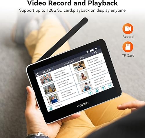 Miniatura 2 de Tmezon Timbre de video inalámbrico con cámara y monitor, sistema de intercomunicación WiFi, cámara 1080P con monitor, video portero con pantalla