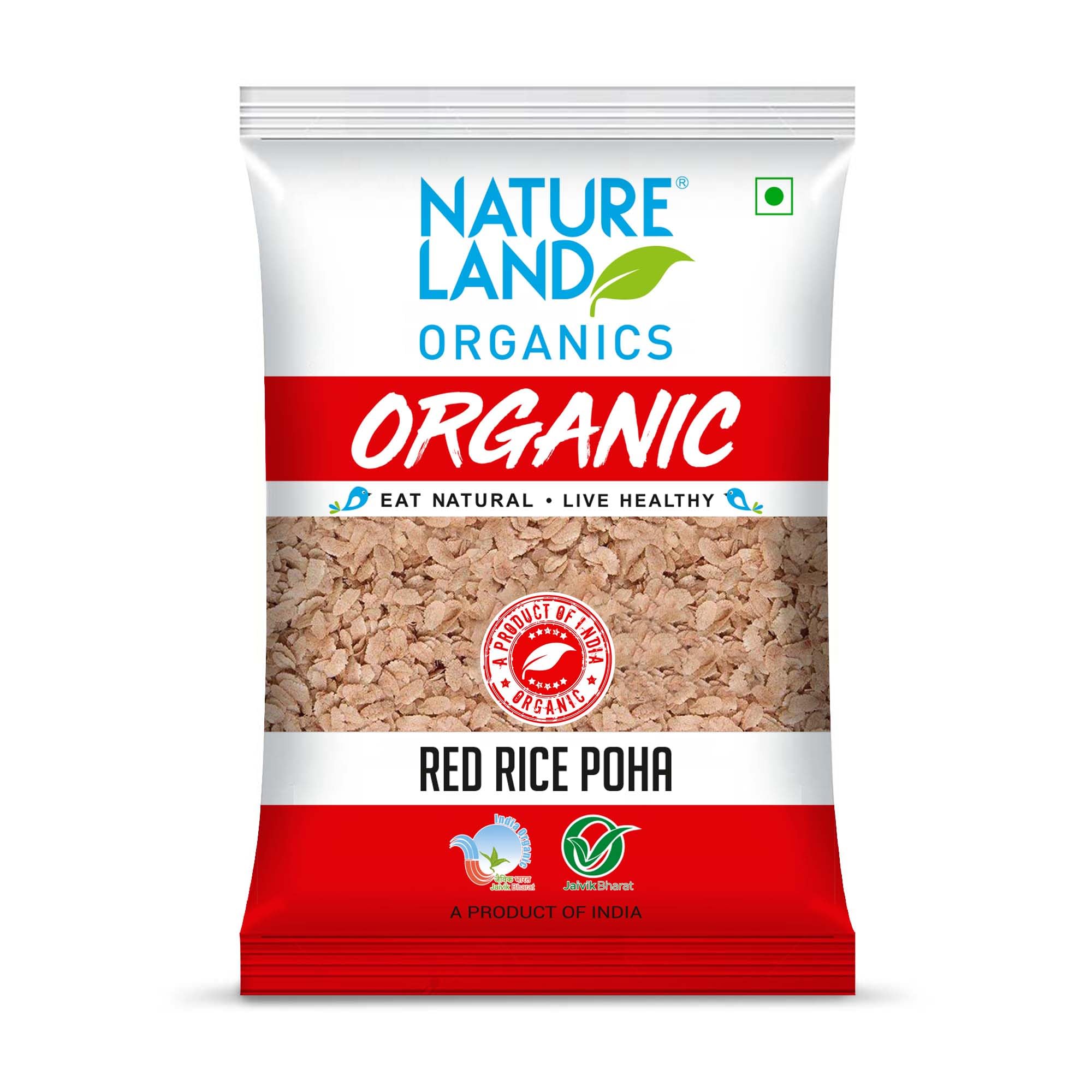 Natureland Organics Red Rice Poha 500 Gm - Organic Healthy Poha