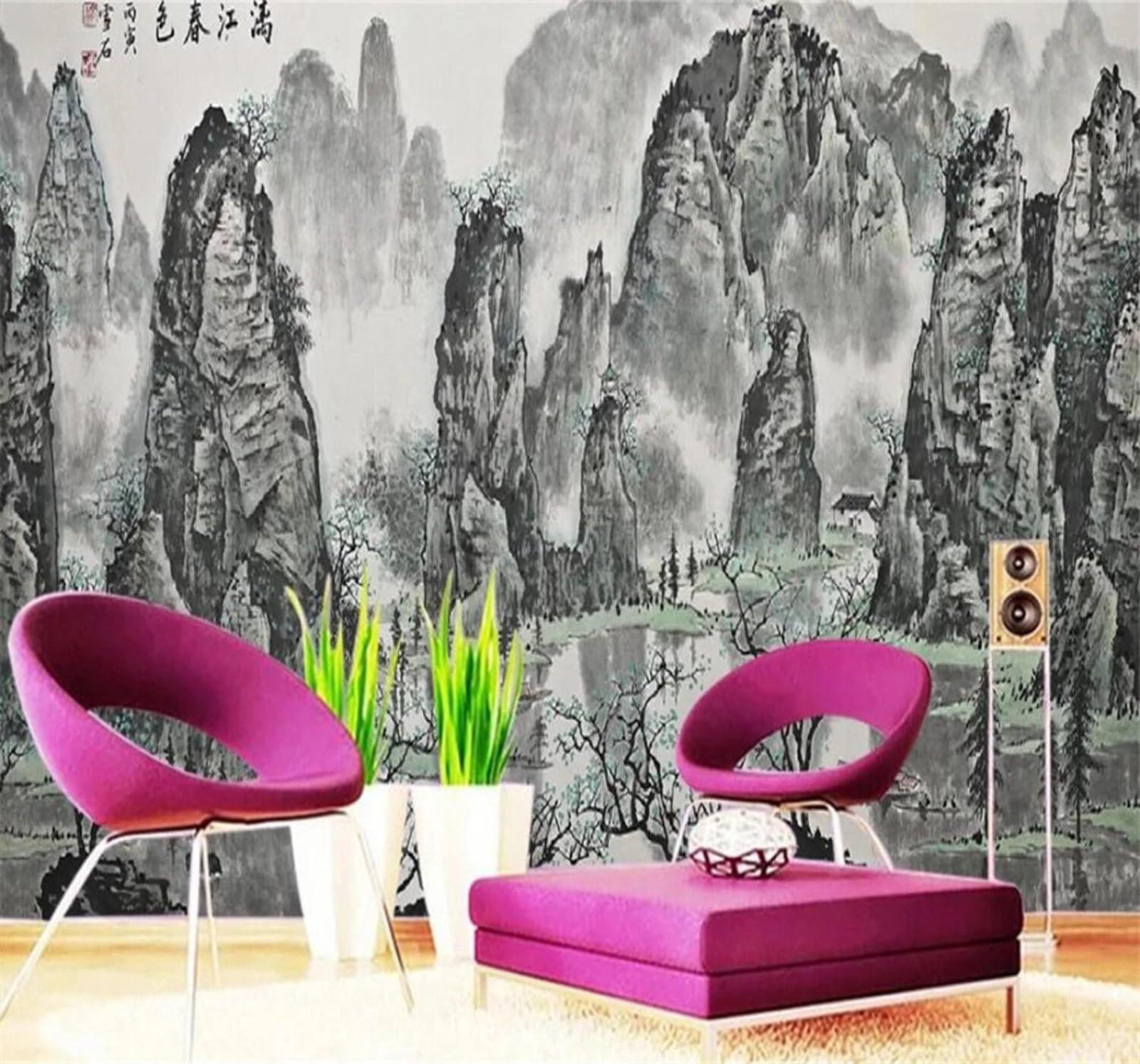 Xlming 250Cm×170Cm(B×H) Large Hand Drawn Black And White Magnificent Landscape 3D Wallpaper Luxury Home Dining Decor Paste Sofa Living Room The Wall For Bedroom Mural-250Cm×170Cm