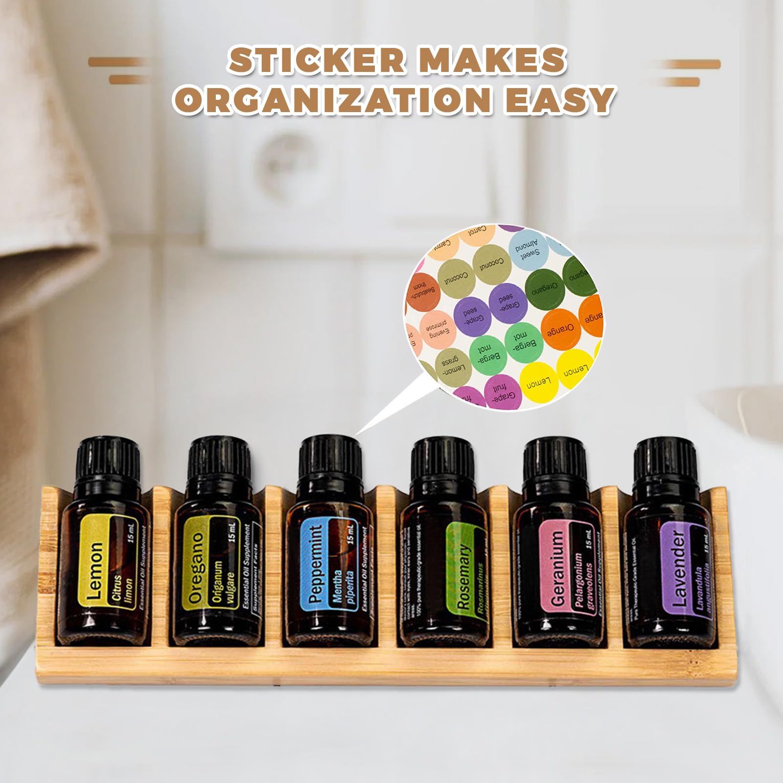 Estante para Aceites Esenciales de Madera con 6 Ranuras, Organizador de Aromaterapia - 2 piezas, Perfumes Caja de Almacenaje Soporte de Almacenamiento Esmalte de Uñas