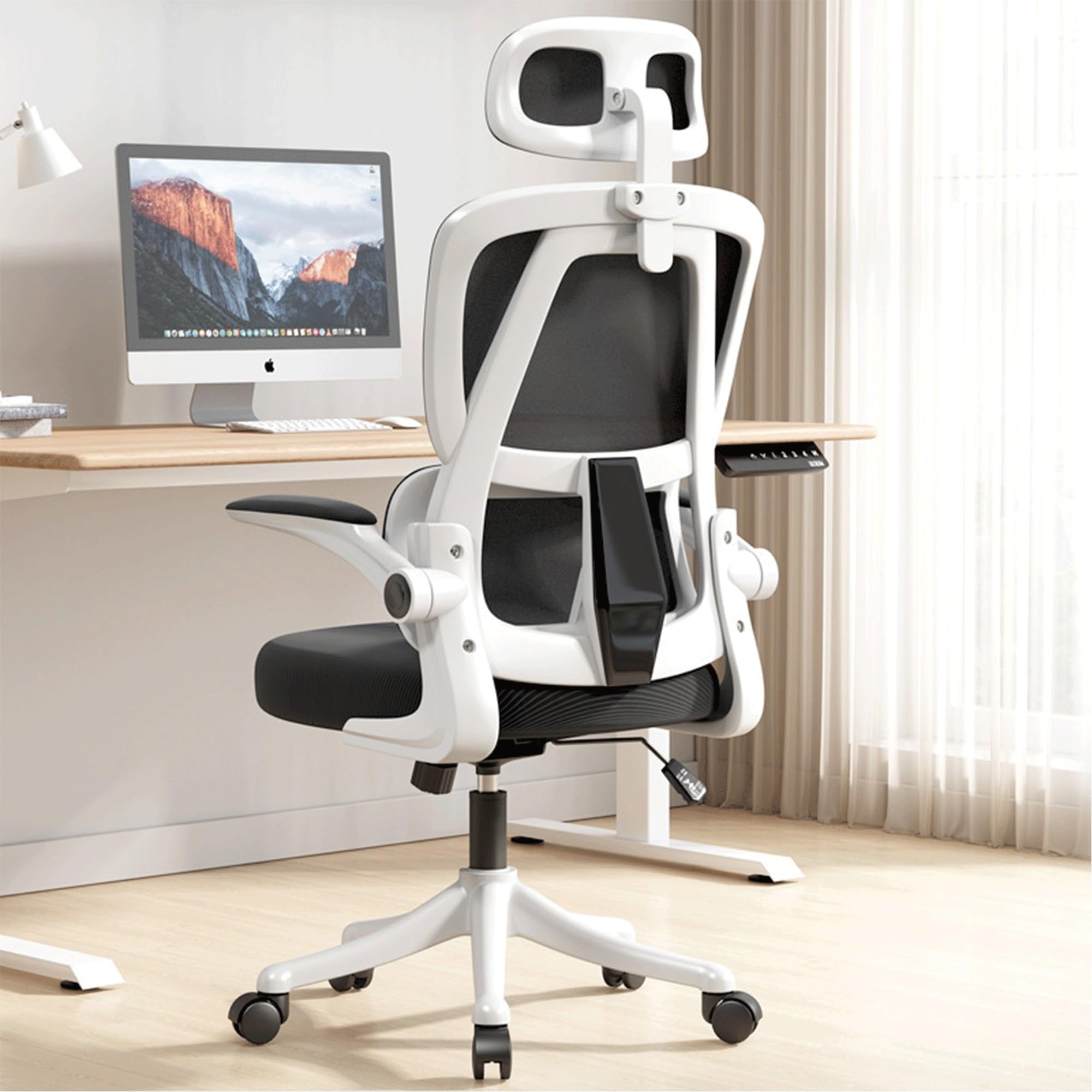 Silla ergonómica para computadora con respaldo ajustable, reposacabezas y reposapiés, cómodo asiento de escritorio con ruedas giratorias para largas sesiones de estudio o juegos, reclinación de 35°,