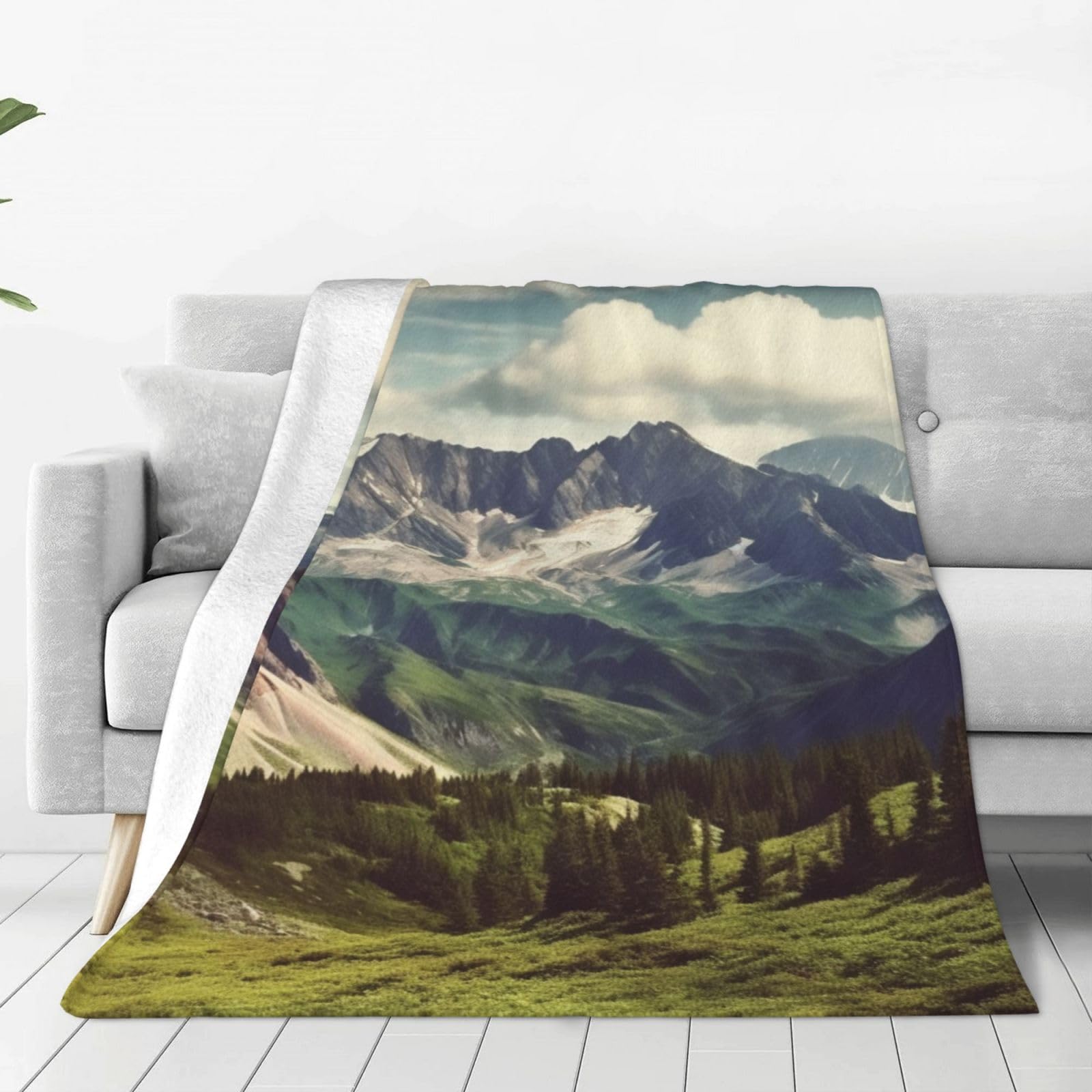 Couverture en flanelle de montagne 203x152 cm pour lit adulte