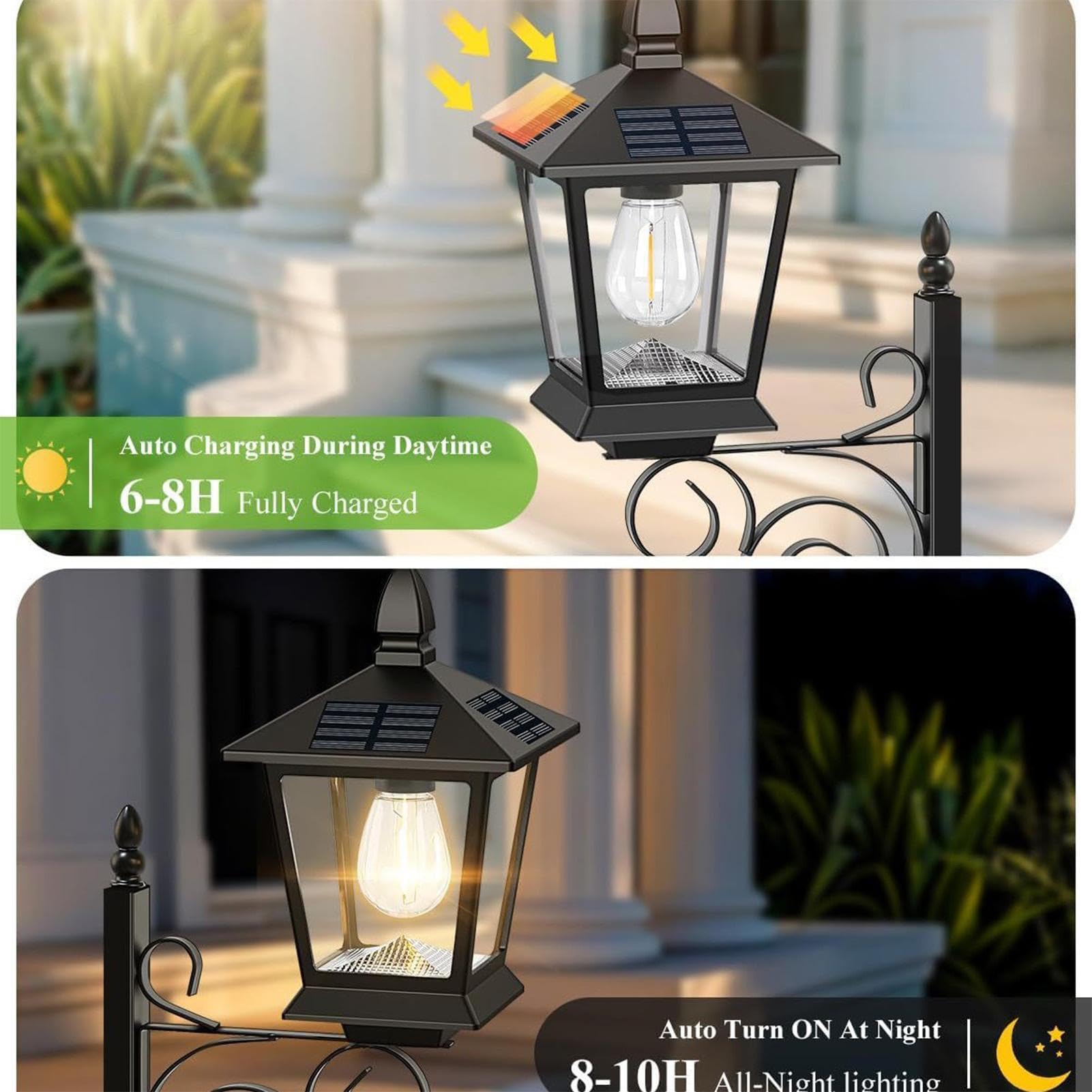 Generico Lampione Solare Con Fioriera Integrata - 2 in 1 Vaso da Fiori con Lanterna Solare,Fioriera Con Decorative - per Esterno Giardino Terrazza Prato Balcone Percorso Ingresso