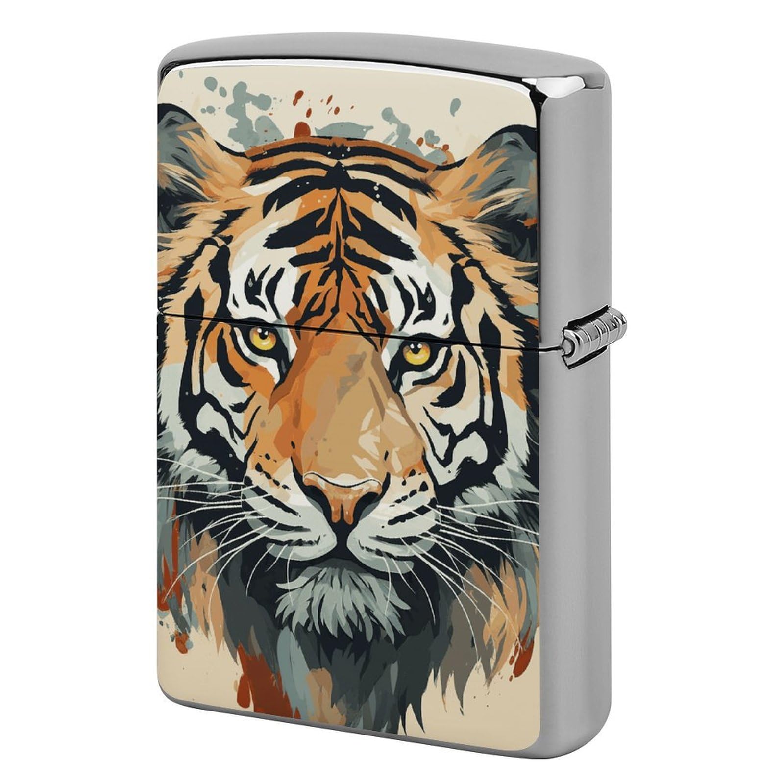 Year of The Tiger Tiger Face Lighter Case Cover Vintage Metal Lighter Sleeve Reusable Lighter Protective Cover Decorative Lighter Holder Birthday Gifts for Men Women