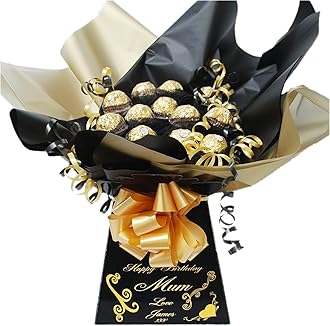 Personalized Chocolate Candy Hamper Gift Bouquet Made With FERRERO (black & gold)