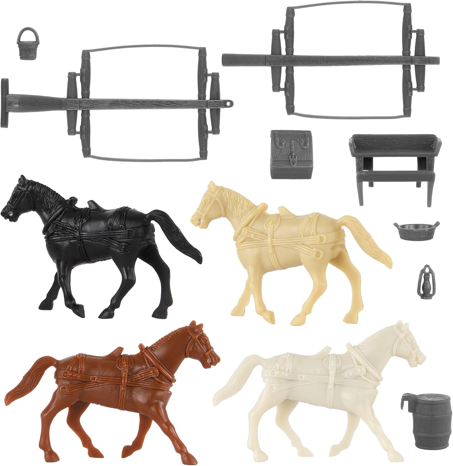 BMC CTS American Civil War Ambulance Wagons - Gray Square Top Horse Cart Playset