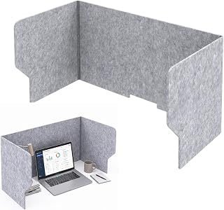 LOMUG Schreibtisch Trennwand Filz Faltbare Sichtschutz Schreibtisch, Table Divider Schalldämpfung, Tragbare Akustische Trennwände Grau Sichtschutzpaneel für Schule, Büro, Bibliothek, 120 x 40 cm