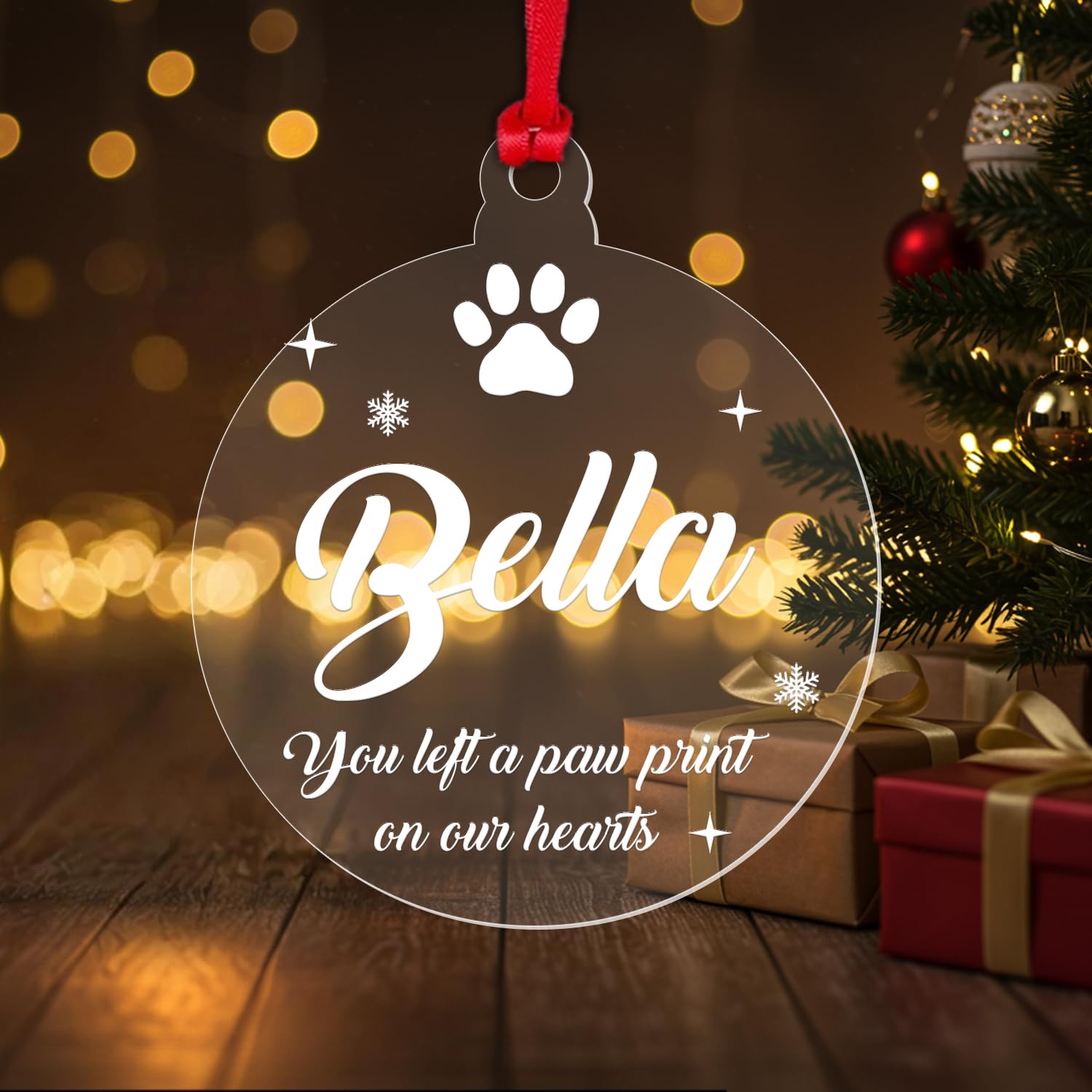 Personalised Pet Memory Christmas Bauble Dog Cat Memorial Hanging Xmas Tree Gift