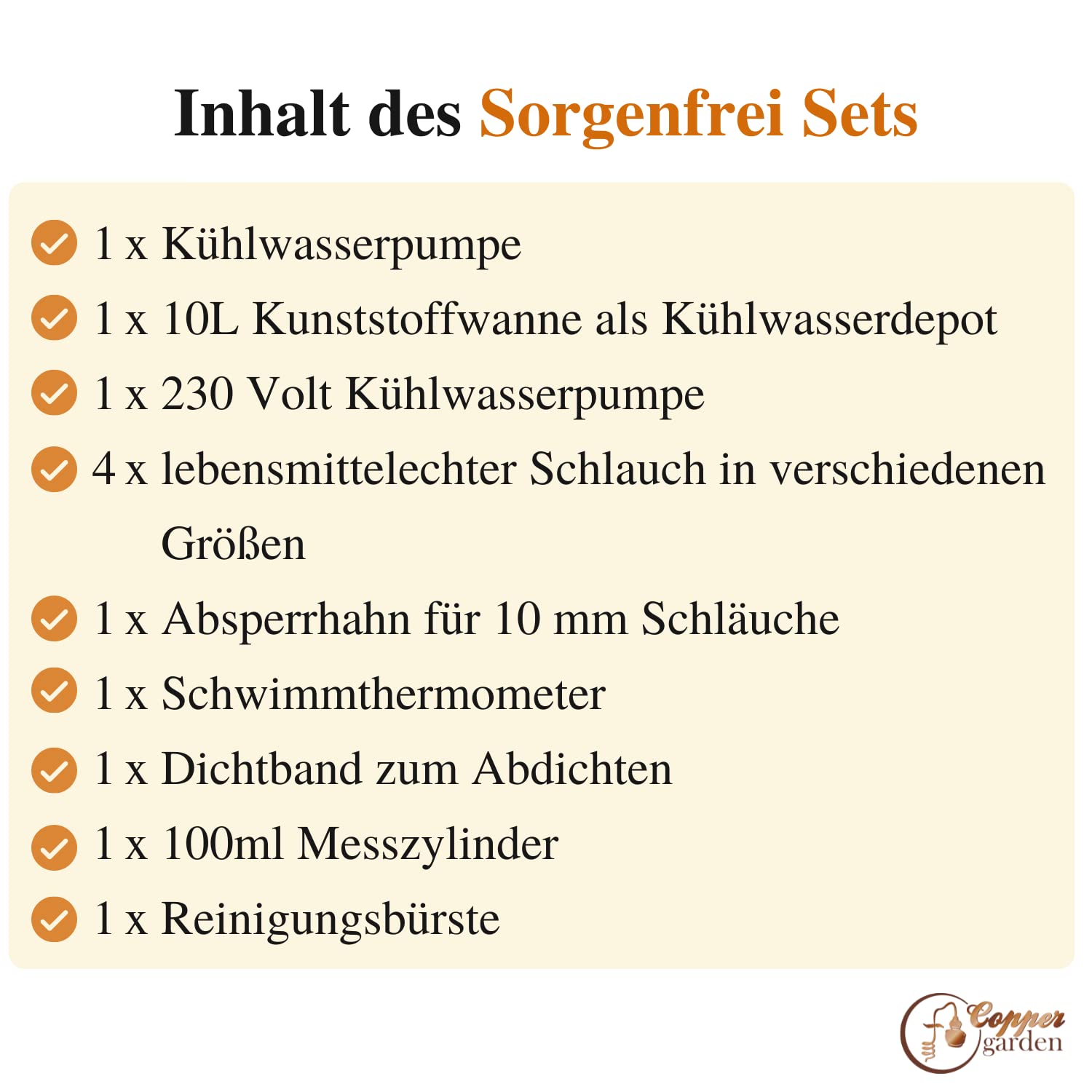 Destillatio Sorgenfrei Zubehörset zum Destillieren bis 3L I Kühlwasserset für Destillieranlagen und Hobbydestillen für ätherische Öle I Destillierset mit Pumpe für perfekte Ergebnisse