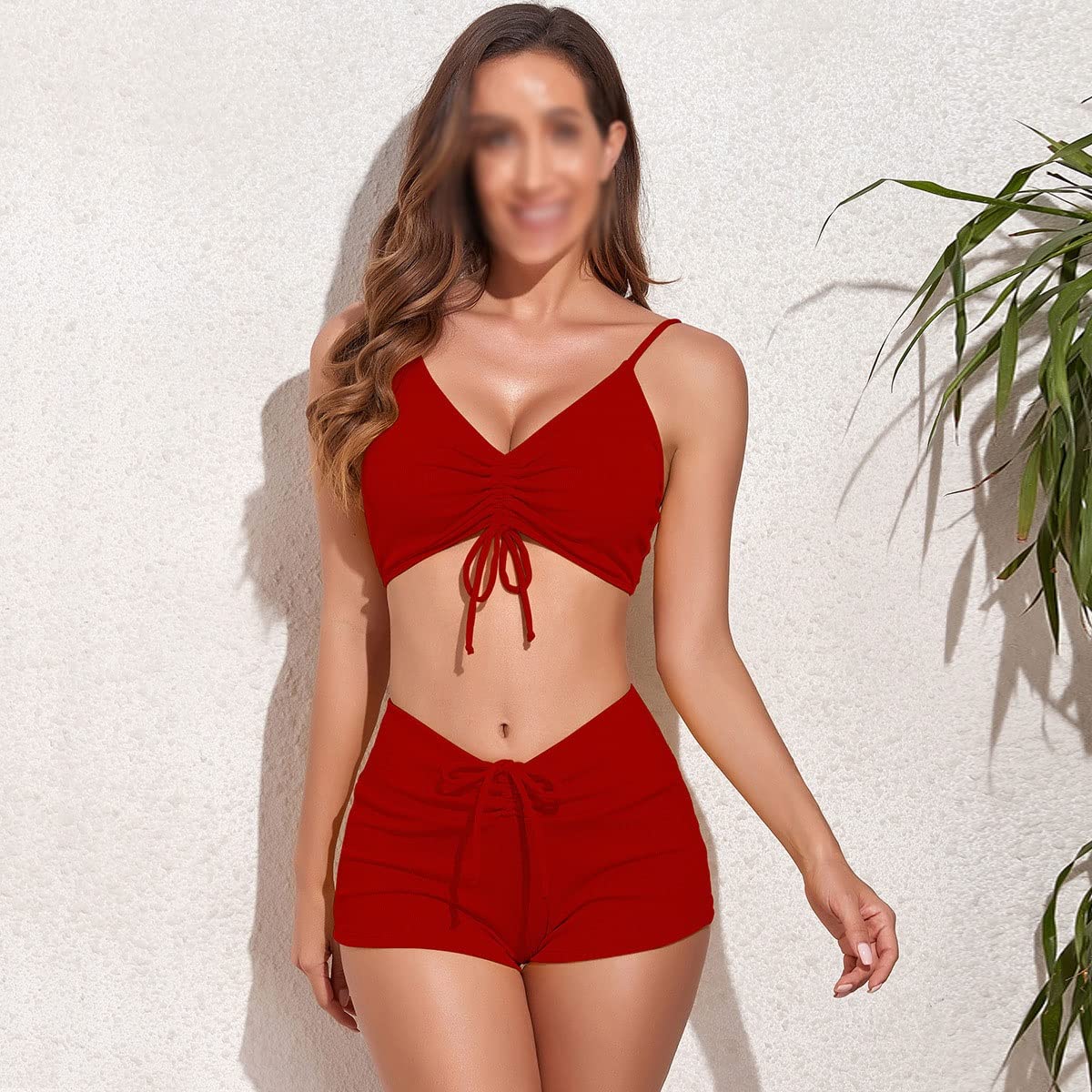 Bikini a Fascia Costumi da Bagno Donna Materiale Speciale Semplice Solido Costumi da Bagno Sexy Fasciatura Costume da Bagno Nero Bikini (Colore : Rosso, Dimensione : S Code) (Red XL Code) (Red XL Co