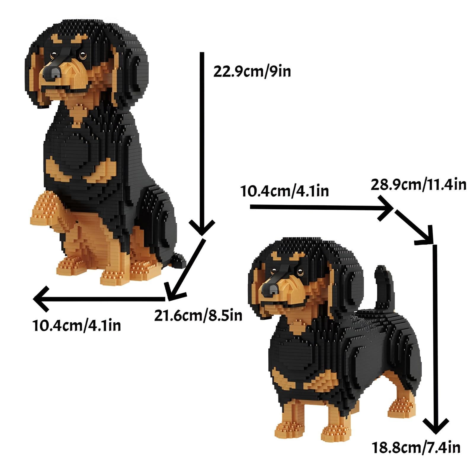 2 IN 1 Dackel Hunde Baustein Set für Erwachsene, 2354 Teilen Welpen Mini Mikro Klemmbausteine Tiermodell Spielzeug, Haustier Hund Figur Schreibtisch Deko, Geschenken für Jugendliche Erwachsene