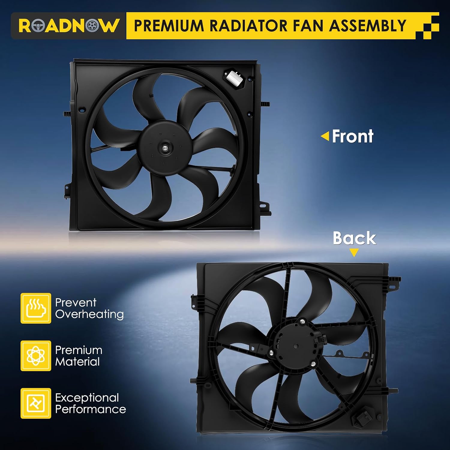 620-473 Radiator Cooling Fan Fit for Nissan Rogue Sport 2.0L 2017-2021 Replacement Radiator Fan Assembly 214816MA0A 214816MA0B 21481-6MA0B 21481-6MA0A NI3115162