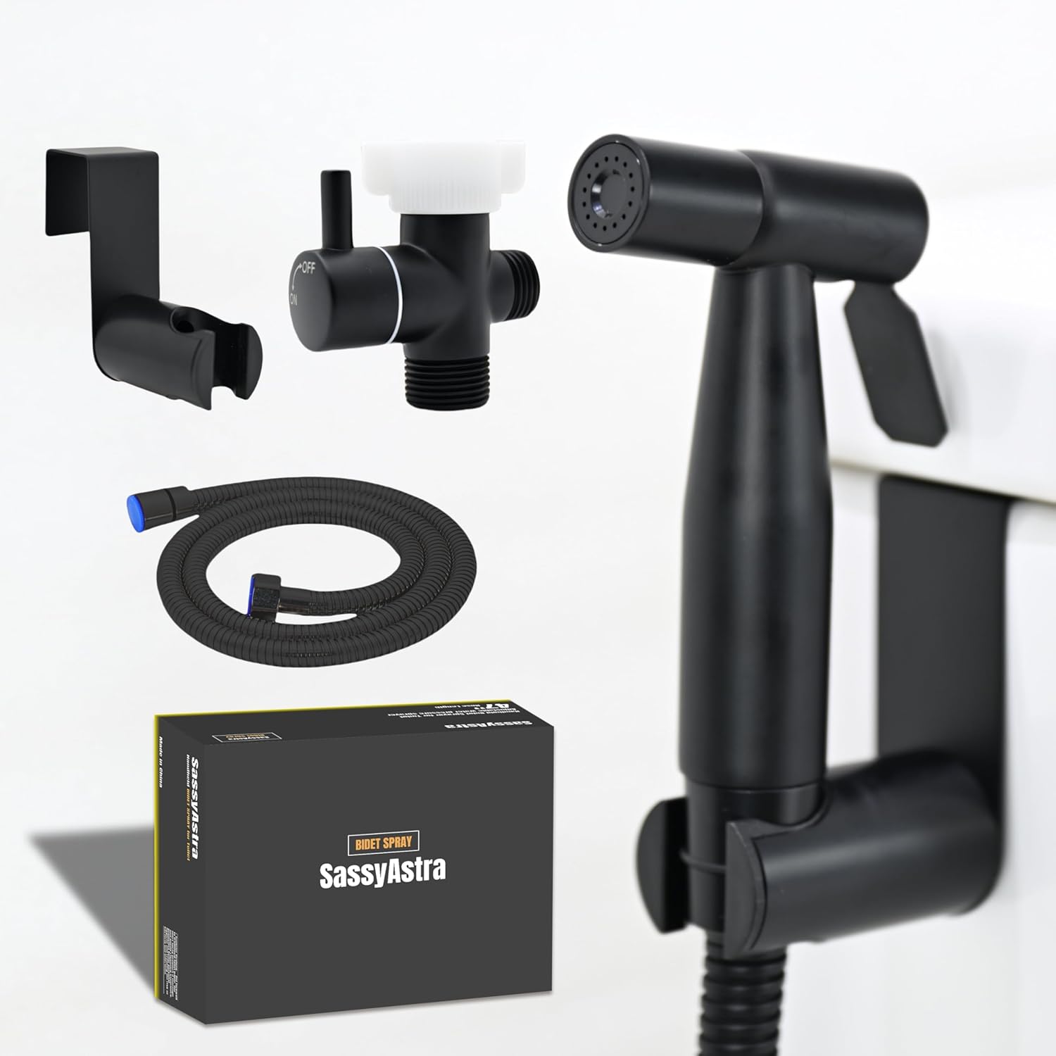 Handheld Bidet Sprayer for Toilet, Adjustable Water Pressure, 47 inch Hose Length (Black, 1 Pack) Black 1 Pack