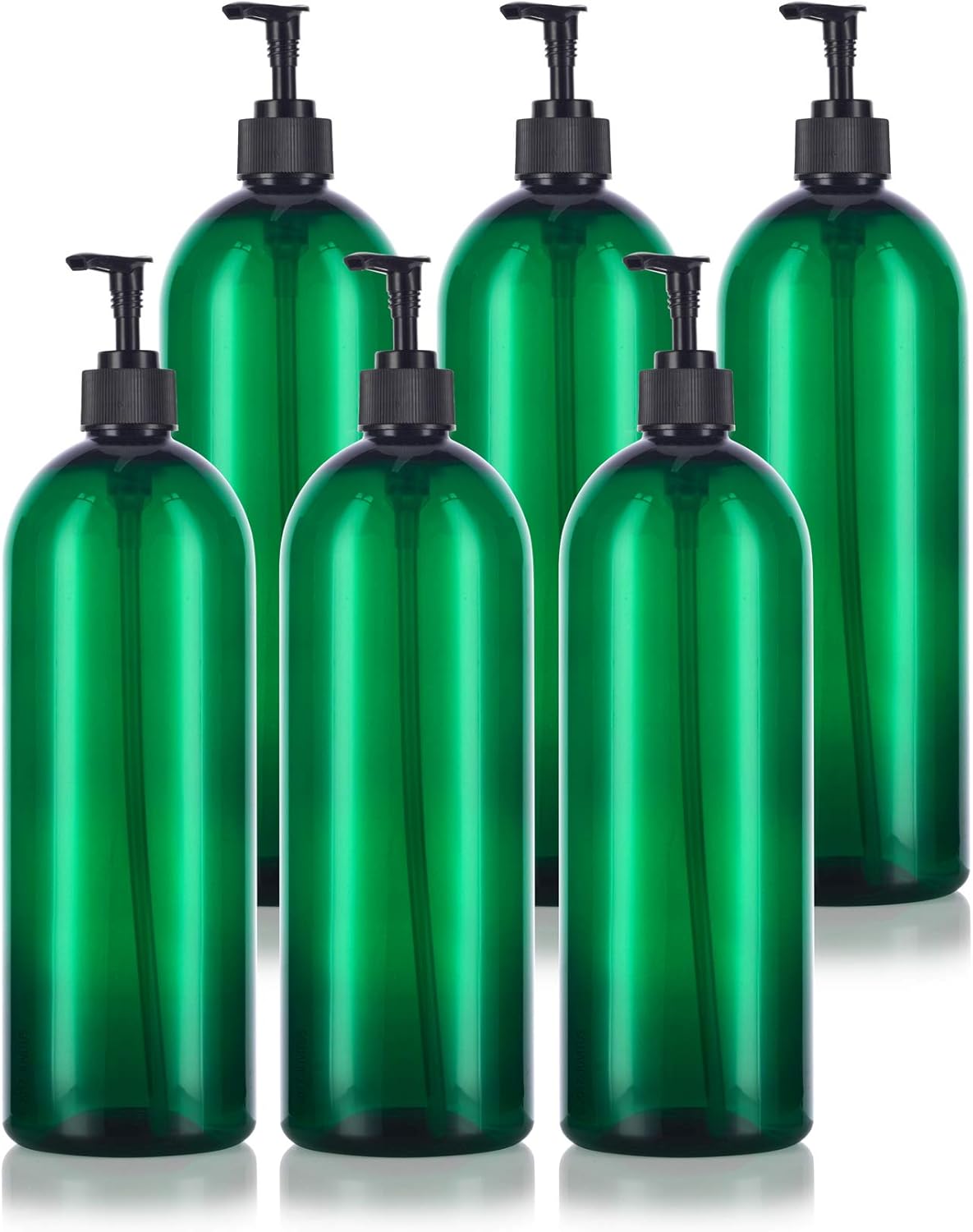 JUVITUS 32 oz Green Large Boston Round Plastic PET Bottle