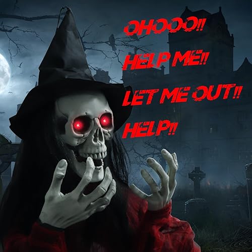 Miniatura 6 de Sensor táctil y de sonido de 80 pulgadas para colgar en Halloween, decoración de fantasmas gritando, agitando la cabeza, agita la mano, esqueleto,