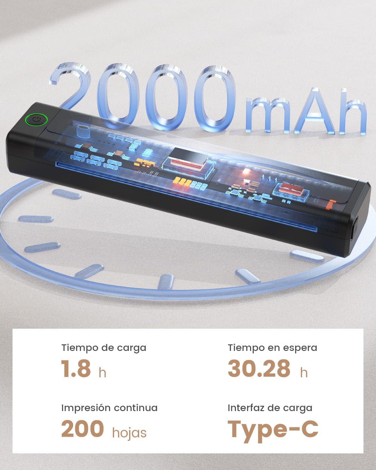 NEWYES Impresora Térmica Portátil sin Tinta, con Conectividad Inalámbrica para Negocios, Viajes, Hogar y Uso Educativo