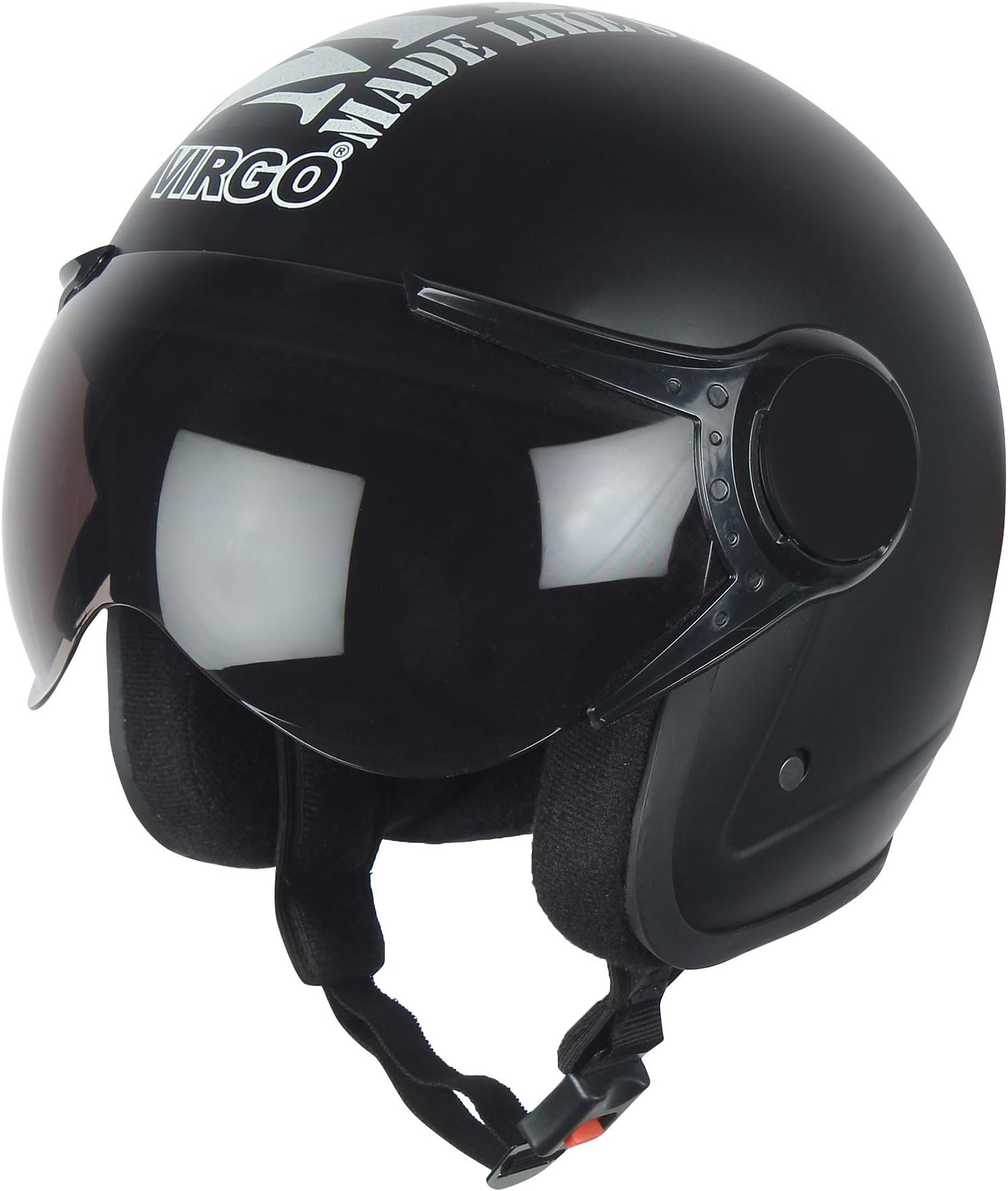 Virgo PPCP/ABS ISI Certified BLT Matt Finish Helmet with Tinted Visor, Black.