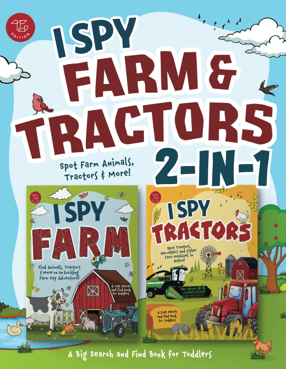 I Spy 2-in-1 Farm & Tractors: Spot Farm Animals, Tractors & More! A Big Search and Find Book for Toddlers (I Spy 2-in-1 Books for Toddlers)