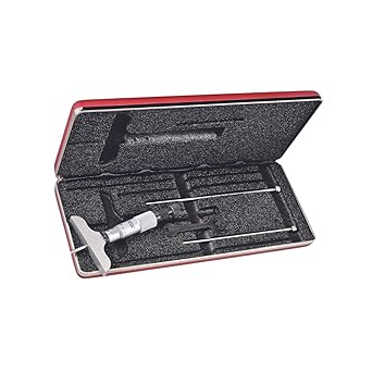 Starrett 440MZ-75RL Vernier Depth Gauge, Ratchet Stop, Lock Nut, Micrometre Type, 0-75mm Range, 0.01mm Graduation, 63.5mm Base, 3 Rods, +/-0.002mm Accuracy