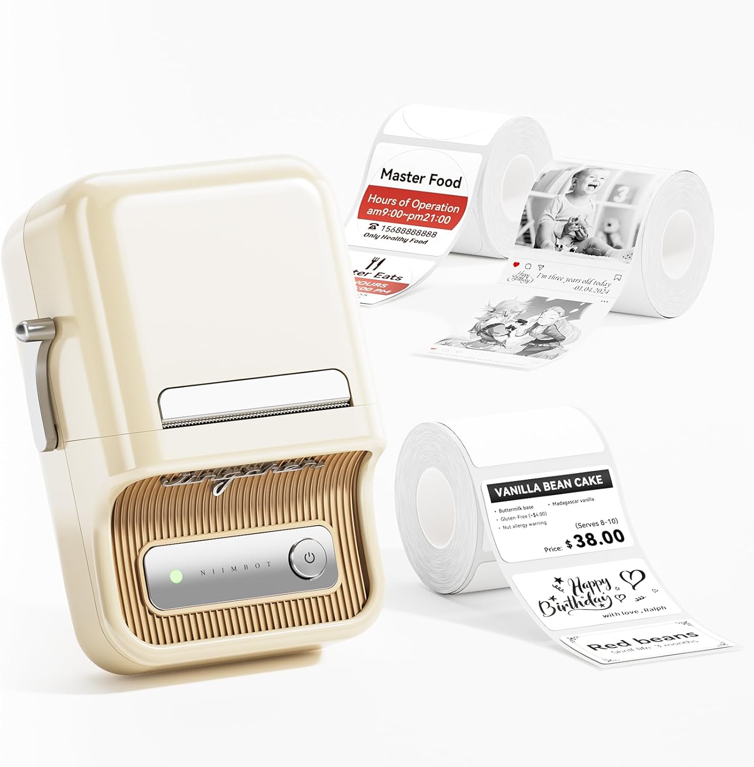 NIIMBOT B21 Pro Label Maker with 3 Roll Labels,300DPI HD Thermal Printer