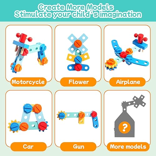 Miniatura 6 de Montessori - Juego de herramientas para niños pequeños, 33 herramientas de madera para niños con cajabanco, juguetes educativos Montessori para