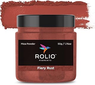 Rolio Premium Mica Powder - Fiery Rust (50G / 1.76oz) - 1 Jar of Brown/Red Pigment Powder for Epoxy Resin, Dye, Soap Making, Nail Polish, Paint, Candle Making, Bath Bombs, Slime