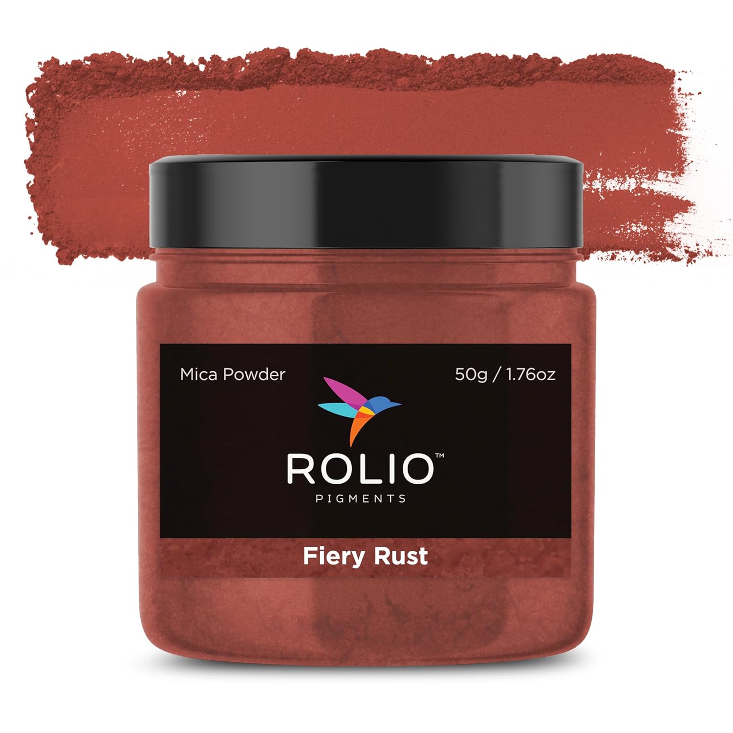 Rolio Premium Mica Powder - Fiery Rust (50G / 1.76oz) - 1 Jar of Brown/Red Pigment Powder for Epoxy Resin, Dye, Soap Making, Nail Polish, Paint, Candle Making, Bath Bombs, Slime