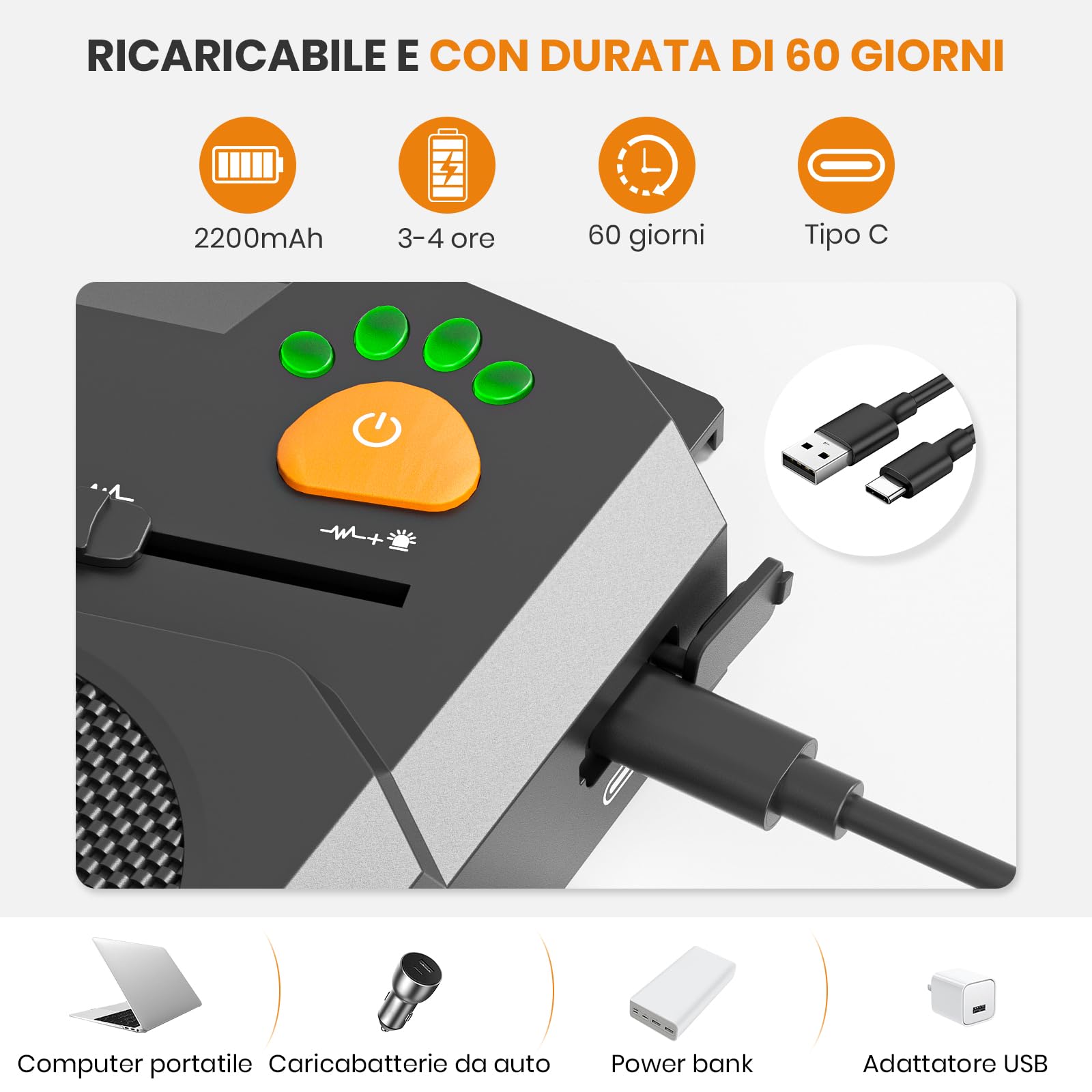 Antiabbaio Per Cani Ultrasuoni – Dispositivo Antiabbaio Per Cani Con Attivazione Automatica, Scacciacani A Ultrasuoni 3 Modalità, Dissuasore Cane Impermeabile IP56, Portata 15m, USB Ricaricabile