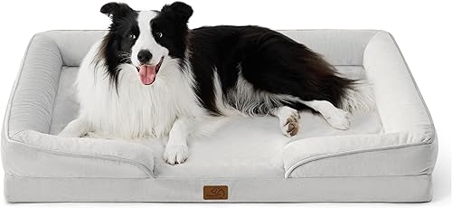 Vista 234 de Bedsure - Cama ortopédica mediana para perros, sofá cama impermeable para perros medianos, espuma de soporte con funda extraíble y lavable, forro